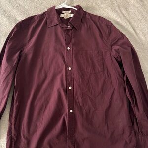 H&M burgundy button down shirt men size large slim fit
